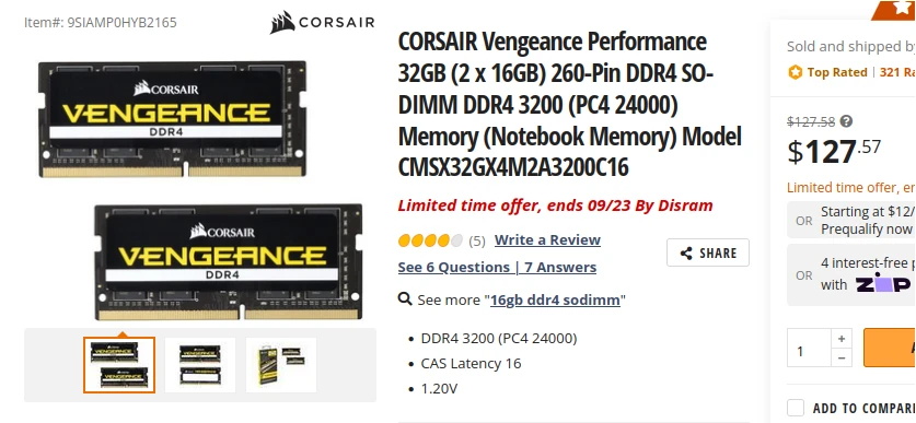 Memory on sale in Newegg - scam